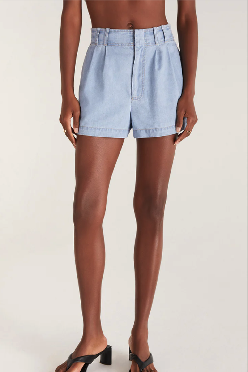 Pleated on sale denim shorts