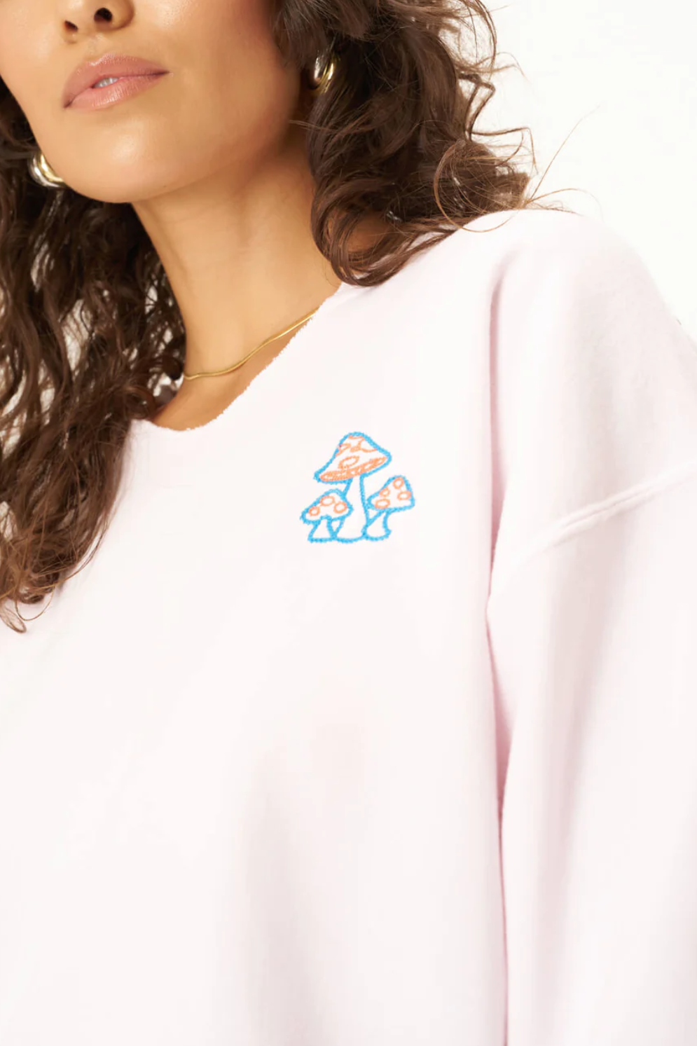 Embroidered Mushrooms Crew Sweatshirt