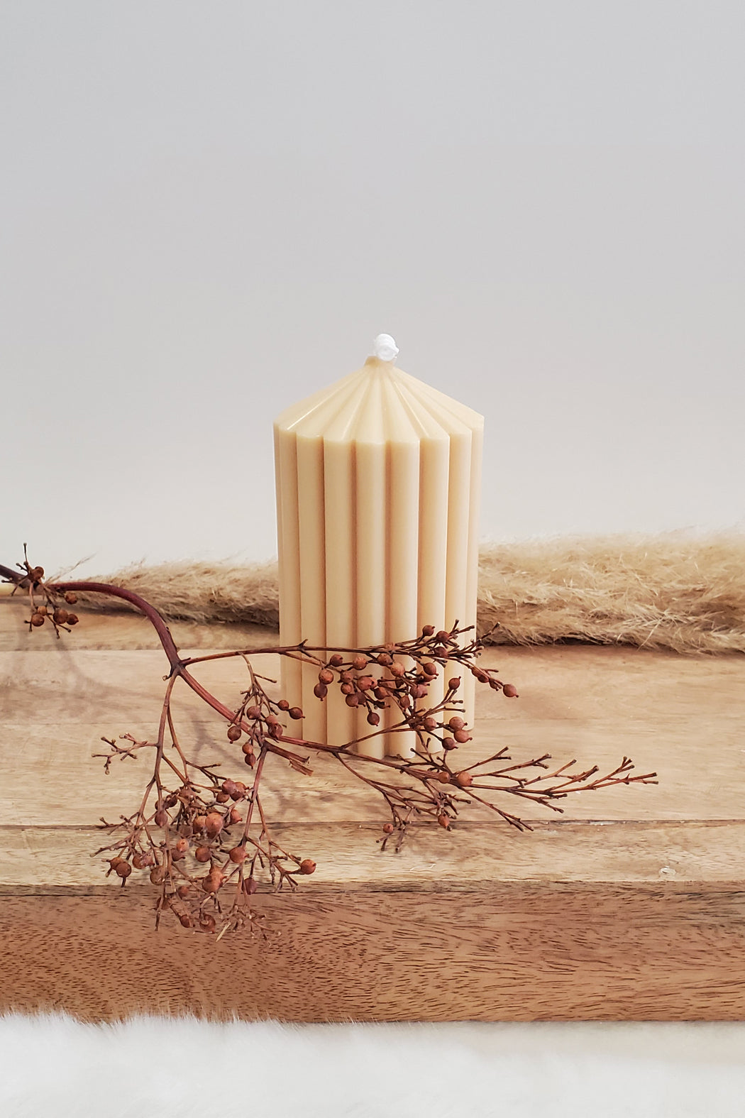 Small Ribbed Pillar Candle